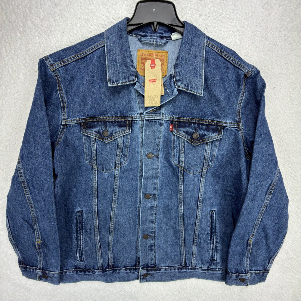 Levis Mens Blue Denim Trucker Jacket XXL 72334-0130 NWT